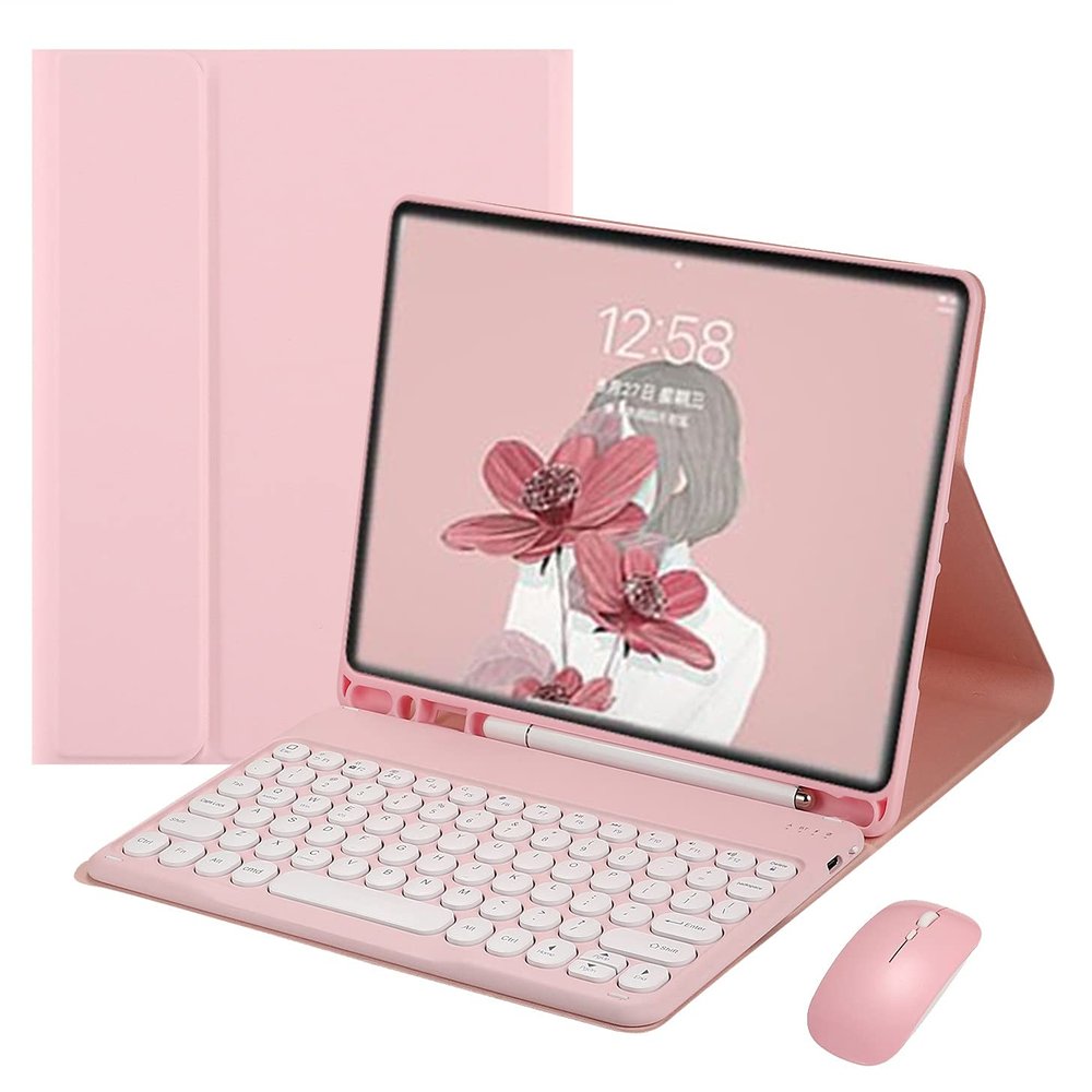 YEEHi Keyboard Case Mouse for iPad 6th 5th Generation Air 2 Pro 9.7 Color Keyboard Round Key Cute Candy Colors Detachable Keyboard iPad 6 iPad 5 Cover (iPad5/6/Air2/Pro9.7, Pink)