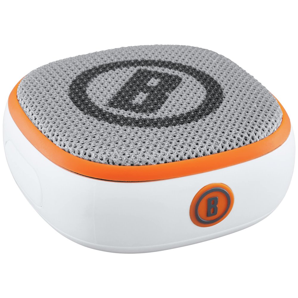 Bushnell Disc Jockey -Bluetooth -Speaker, Lightweight Disk Golf -Speaker with Distance to Basket -GPS, White/Orange, Small