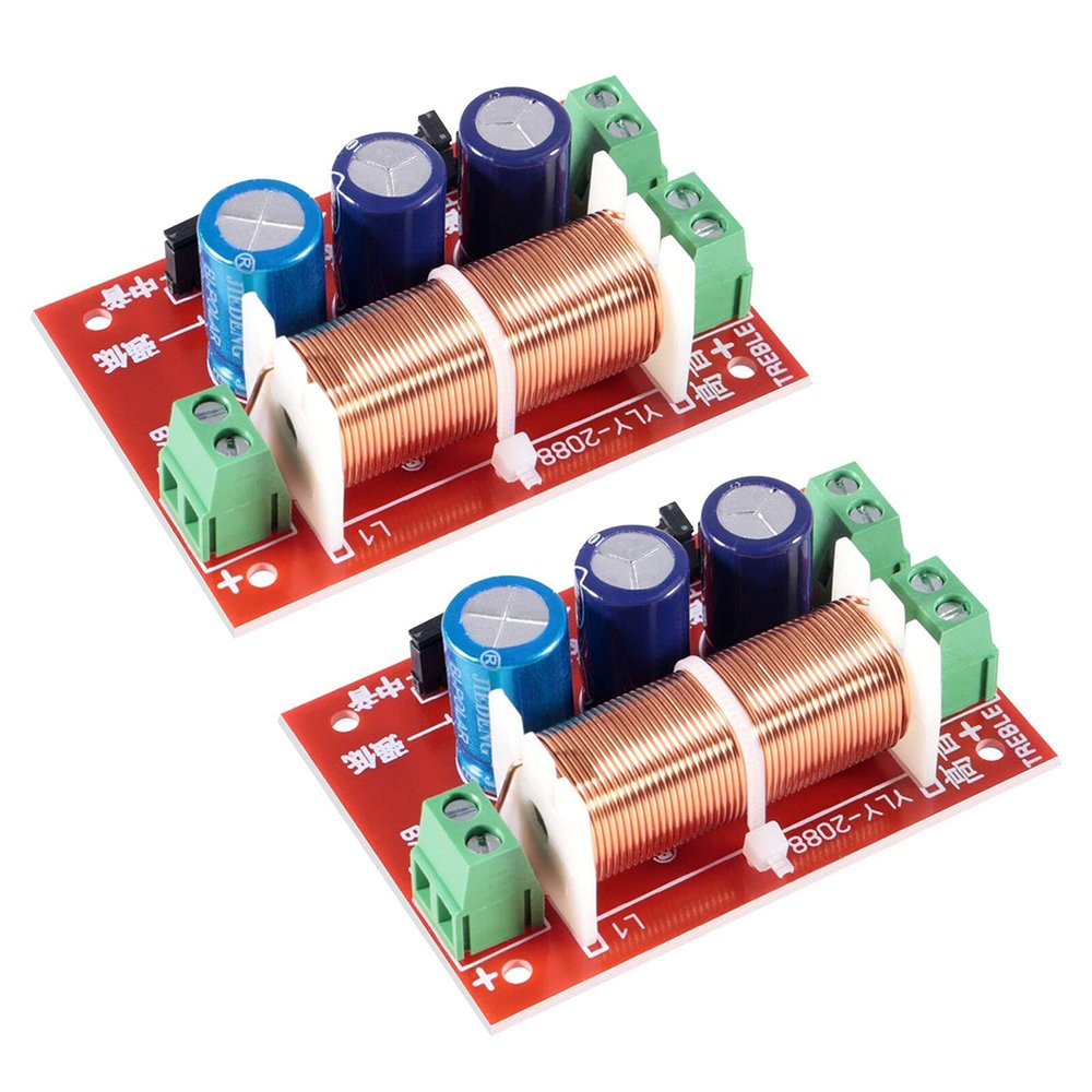 ACEIRMC 2pcs 400W Adjustable Multi Speaker Treble/Bass 2 Unit Audio Frequency Divider 2 Way Crossover Filters Updated Version (2pcs)