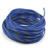 Aicosineg 32.81ft PET Flexible Braided Cable Sleeve 0.25inch Width Wire Loom Sleeving and Organizer Flexible Wire Mesh Sleeve Wrap Protector for TV Audio PC Cords from Pets Chewing Blue and Gold view 1