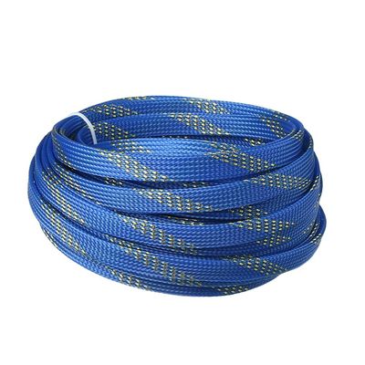 Aicosineg Cable Sleeve Braided Sleeving PET Wire Loom Tubing Cable 32.81ft-2/5inch Wrap Protector for HiFi Audio and Video Headphone Cable Protect Wires from Chewing of Pets Blue and Gold