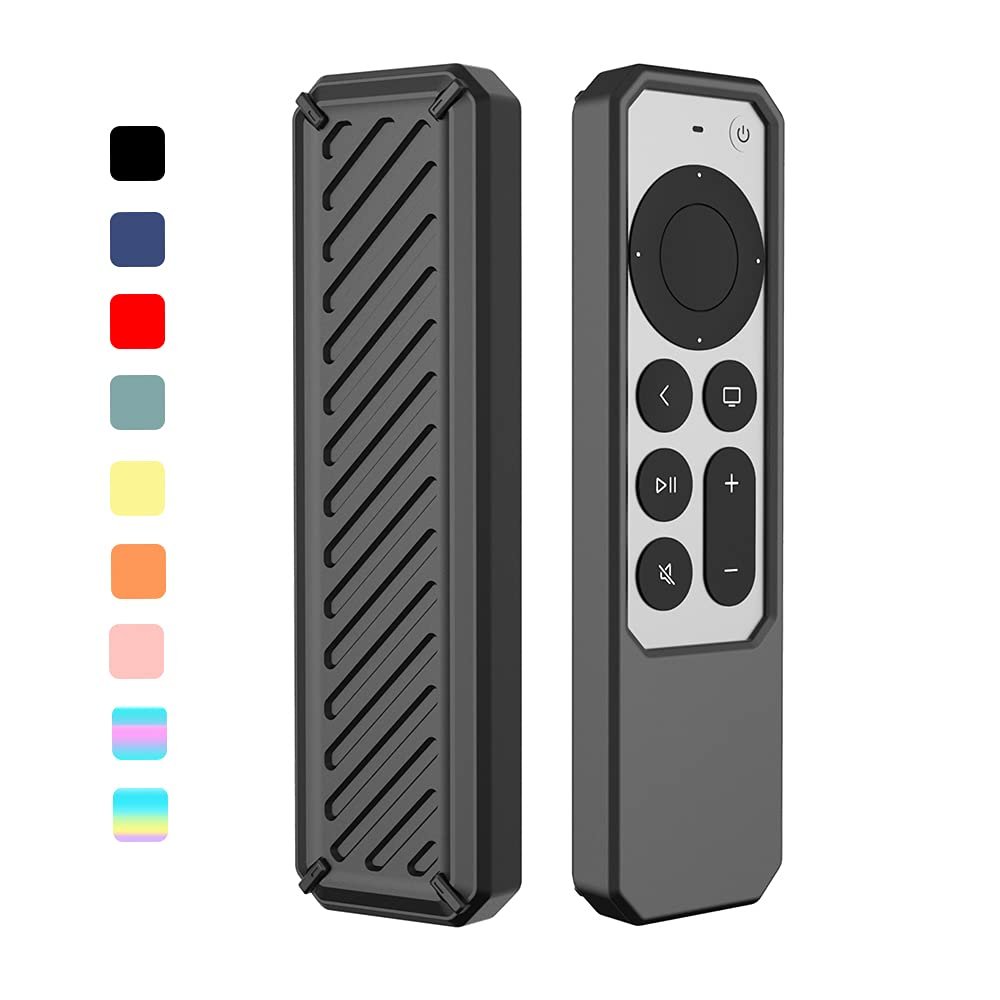 2021 Remote Case for Apple Siri Remote (2nd Gen), Protective Anti-Slip Durable Silicon Shockproof Rubber Cover for Apple 4K HD TV Siri Remote (2nd Generation) (Black)