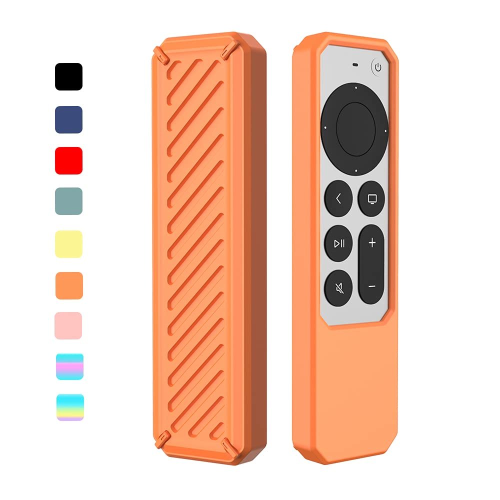 2021 Remote Case for Apple Siri Remote (2nd Gen), Protective Anti-Slip Durable Silicon Shockproof Rubber Cover for Apple 4K HD TV Siri Remote (2nd Generation) (Orange)