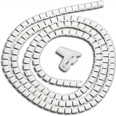 YUNSI 1M 25mm New Spiral Wrap Sleeving Band Tube Cable Protector Cable Zip Tube Flexible Spiral Wrapping Band with Clamp Covered Wire (Color : White, Size : 8mmX1M)