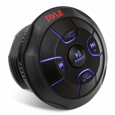 Pyle Car Wireless Bluetooth Audio Controller - Bluetooth Media Button Rated Marine Receiver Remote Control w/ USB, AUX, Mount for Car Truck Boat Marine PowerSport Vehicles - Pyle PLMRBTRD1