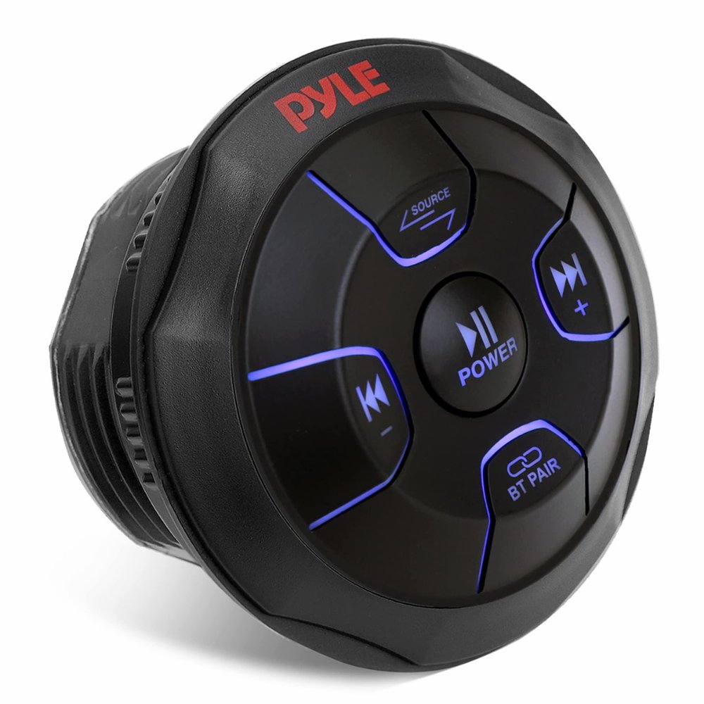 Pyle Car Wireless Bluetooth Audio Controller - Bluetooth Media Button Rated Marine Receiver Remote Control w/ USB, AUX, Mount for Car Truck Boat Marine PowerSport Vehicles - Pyle PLMRBTRD1
