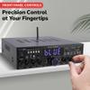 Pyle Wireless Bluetooth Home Stereo Amplifier- Multi-Channel, 200W Power Amplifier, Home Audio Receiver System w/ Optical/ Phono/ Coaxial, FM Radio, USB/SD,AUX, RCA, Mic in, Antenna, Remote- PDA4BU.5 view 3