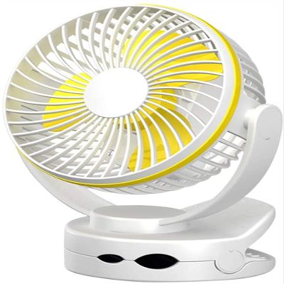 BENHAI USB Clip on Fan, Portable Mini Desk Fan 360 Rotation Angle Table Fan 4 Speeds USB Fan for for Home Bed Office Outdoor Travel (White)