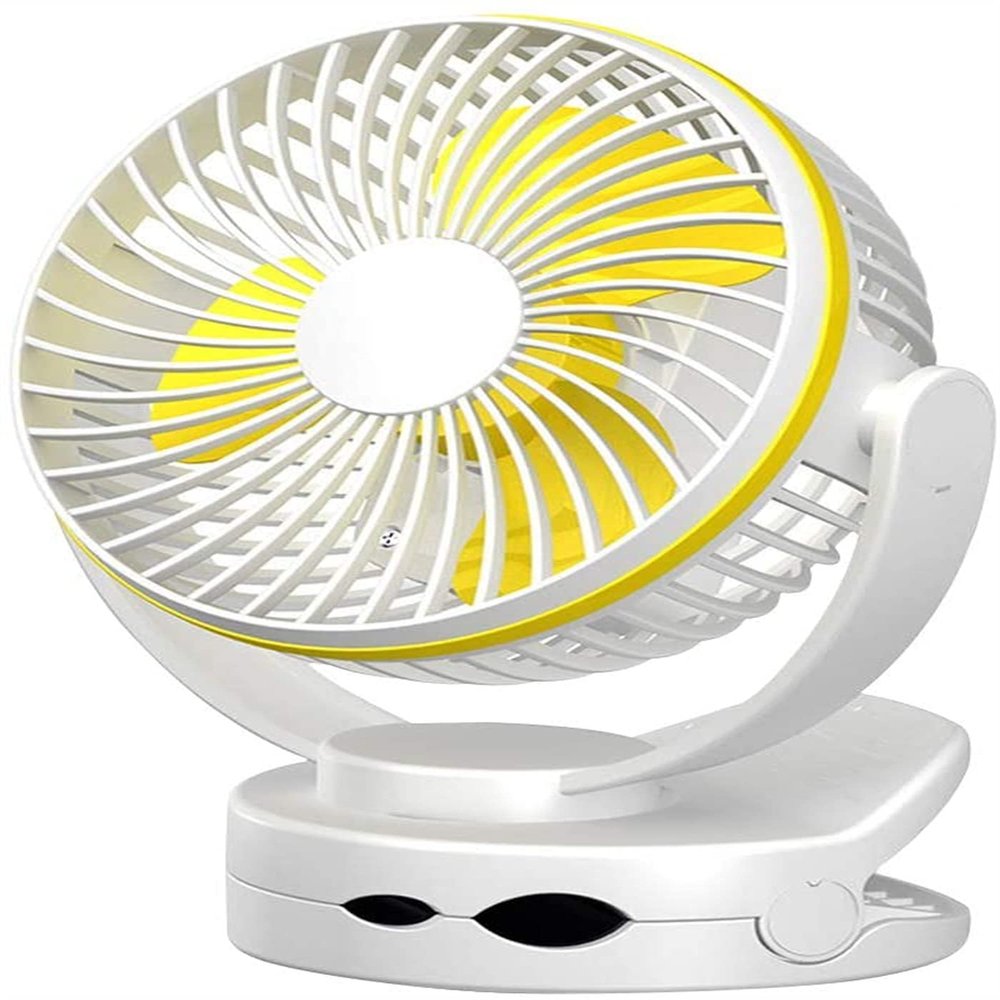 BENHAI USB Clip on Fan, Portable Mini Desk Fan 360 Rotation Angle Table Fan 4 Speeds USB Fan for for Home Bed Office Outdoor Travel (White)