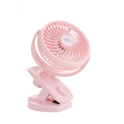 BENHAI Clip on USB Fan, Portable Mini Desk Fan 360 Rotation Angle Table Fan USB Fan for for Home Bed Office Outdoor Travel (Color : Pink)