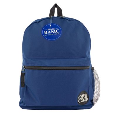 BAZIC PRODUCTS School Backpack 16" Navy Blue, Lightweight School Bag Padded Back & Adjustable Strap for Students, Travel Bag Fit A4 Notebook, 1-Pack