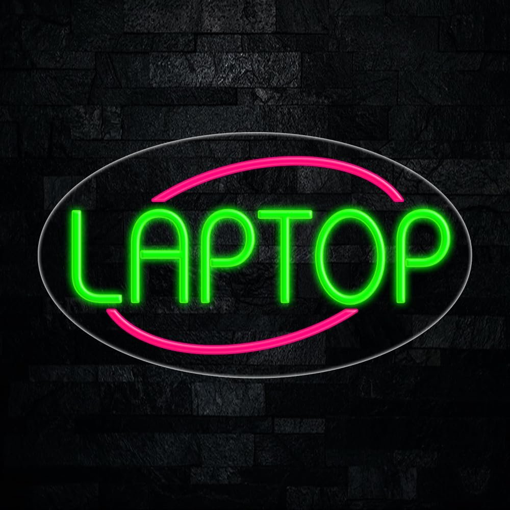 Laptop led neon sign 28"L x 16"H #34235 Custom LED Light for Business Logo, Home, Event, office, Wedding Bright, Energy-Saving Wall Decor