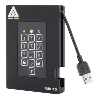 Apricorn Aegis Padlock A25-3PL256-1000F 1 TB Portable Rugged Hard Drive - FIPS 140-2 Level 2 Validated 256-Bit Encrypted USB 3.0 Hard Drive with PIN Access 3 Year Warranty
