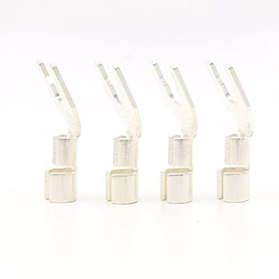 Hifi audio 4PCS Hi-End Solid silver plated Y Spade Plugs Speaker Cable Wire Connector 5mm (Color : 8pcs)