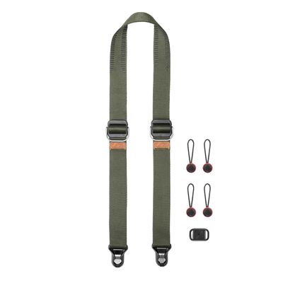 Peak Design Slide Lite Camera Strap, Sage, Configurable as a Sling, Neck or Shoulder Strap, Quick Release and Connection, Smooth and Grippy Side, Camera Straps for Photographers, 200 lb Capacity