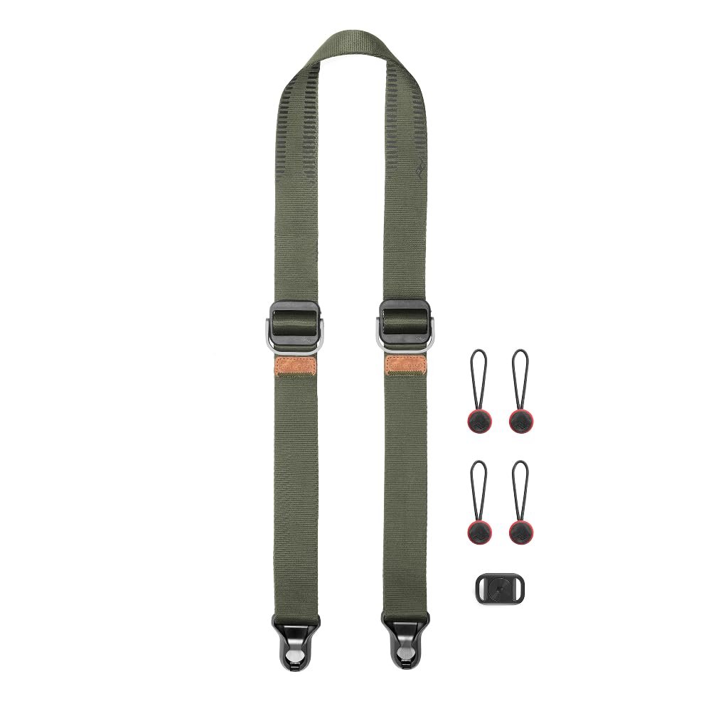 Peak Design Slide Lite Camera Strap, Sage, Configurable as a Sling, Neck or Shoulder Strap, Quick Release and Connection, Smooth and Grippy Side, Camera Straps for Photographers, 200 lb Capacity