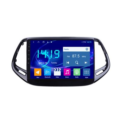 1080P Car Multimedia Player Car MP5 Player with 9'' HD Touchscreen GPS Rear View Camera Support USB AUX Bluetooth FM Radio Carplay DSP, for Jeep Compass 2 2017-2018,Octa core,4G WiFi 2+32