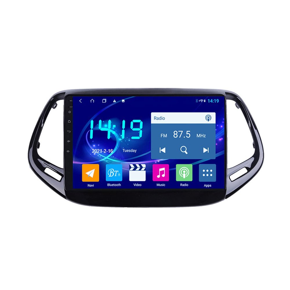 1080P Car Multimedia Player Car MP5 Player with 9'' HD Touchscreen GPS Rear View Camera Support USB AUX Bluetooth FM Radio Carplay DSP, for Jeep Compass 2 2017-2018,Octa core,4G WiFi 2+32