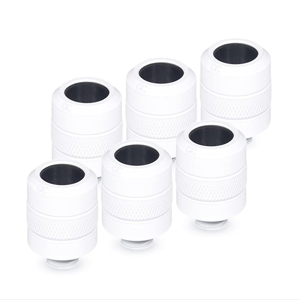 Alphacool Eiszapfen PRO HardTube G1/4" Fitting, 16mm OD, White, 6-Pack