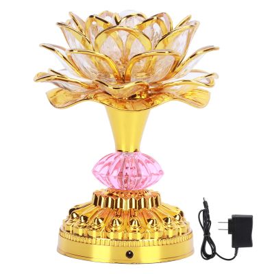 POCREATION LED Buddhist Lamp, 7 Color Changing Temple Light, ABS Buddhist Supplies, LED Flower Lamp, Decoration Lighting, with Power Adapter US 100240V