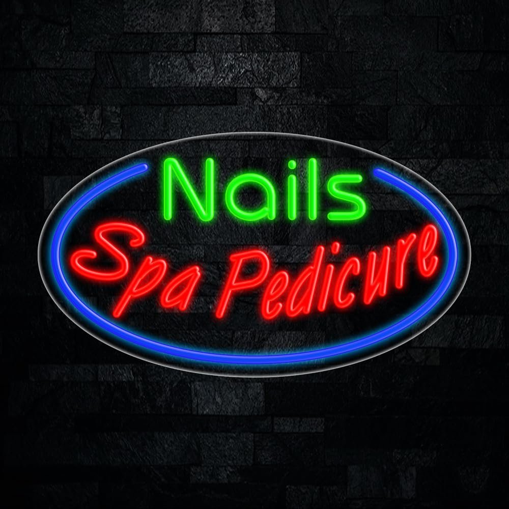 Nails Spa Pedicure led neon sign 28"L x 16"H #34460 Custom LED Light for Business Logo, Home, Event, office, Wedding Bright, Energy-Saving Wall Decor