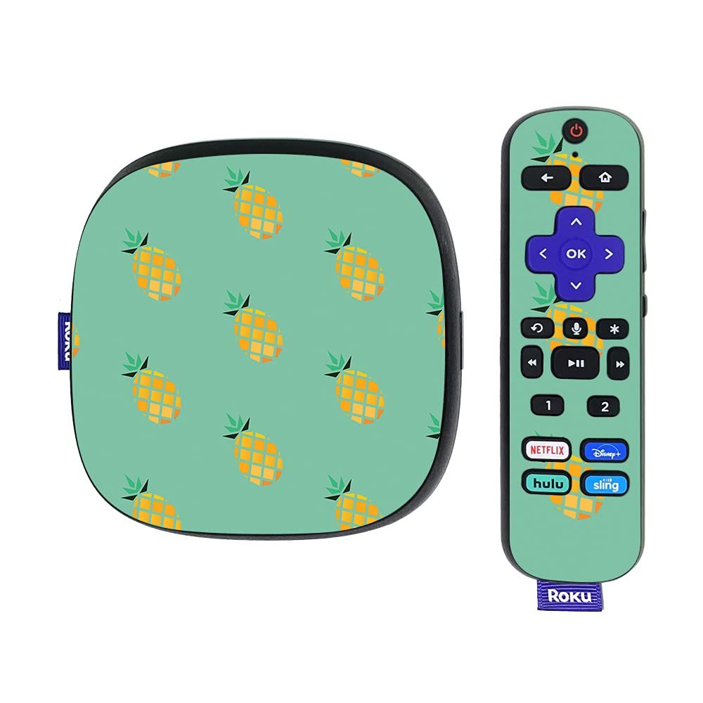 MightySkins Skin Compatible with Roku Ultra HDR 4K Streaming Media Player (2020) - Simple Pineapples | Protective, Durable, and Unique Vinyl Decal wrap Cover | Easy to Apply | Made in The USA