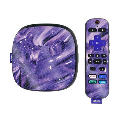 MightySkins Glossy Glitter Skin Compatible with Roku Ultra HDR 4K Streaming Media Player (2020) - Purple Wash | Protective, Durable High-Gloss Glitter Finish | Easy to Apply | Made in The USA