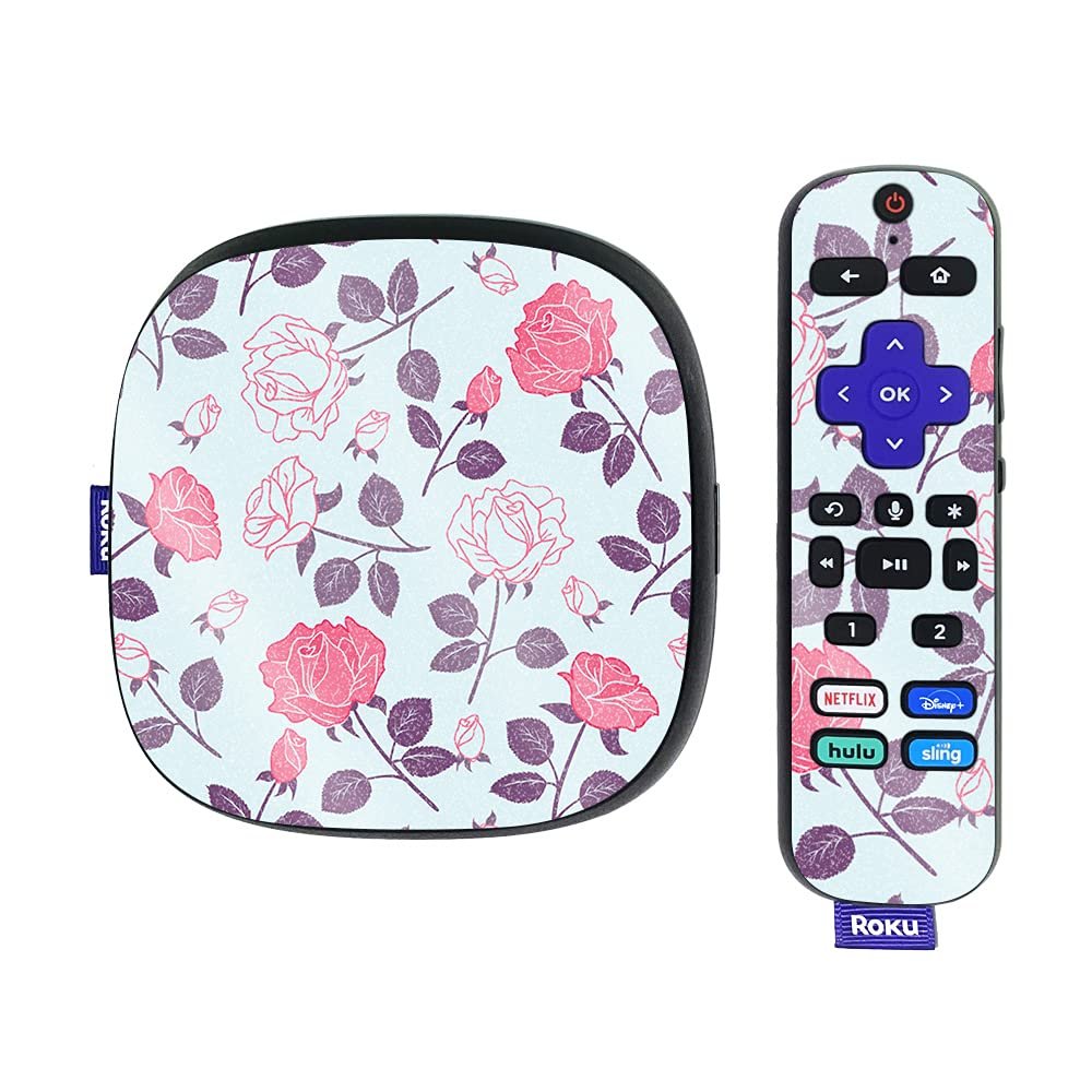 MightySkins Glossy Glitter Skin Compatible with Roku Ultra HDR 4K Streaming Media Player (2020) - Vintage Floral | Protective, Durable High-Gloss Glitter Finish | Easy to Apply | Made in The USA