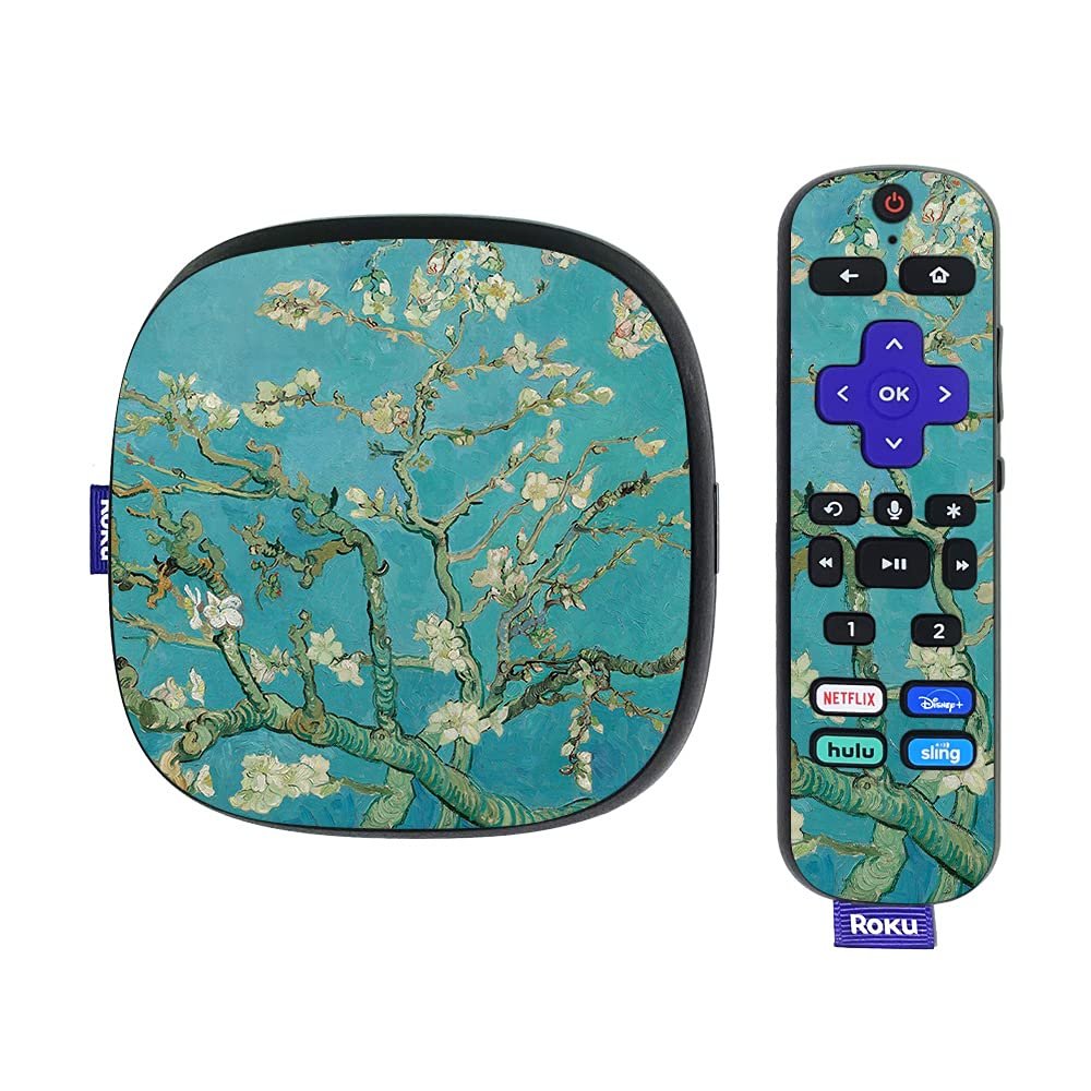MightySkins Skin Compatible with Roku Ultra HDR 4K Streaming Media Player (2020) - Almond Blossom | Protective, Durable, and Unique Vinyl Decal wrap Cover | Easy to Apply | Made in The USA