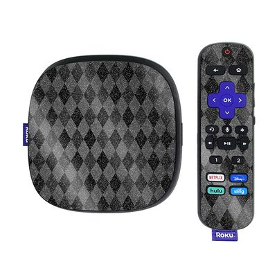 MightySkins Glossy Glitter Skin Compatible with Roku Ultra HDR 4K Streaming Media Player (2020) - Black Argyle | Protective, Durable High-Gloss Glitter Finish | Easy to Apply | Made in The USA