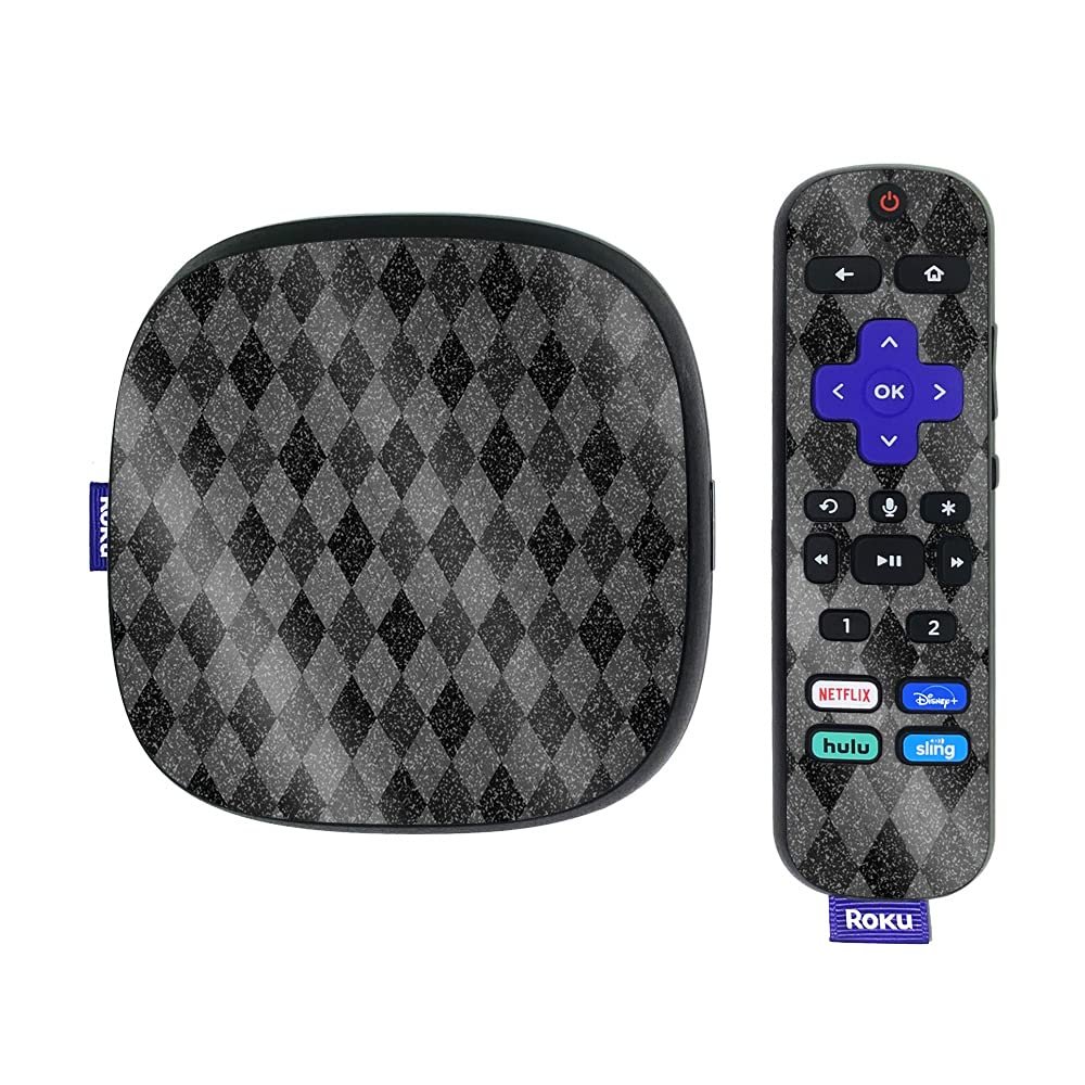 MightySkins Glossy Glitter Skin Compatible with Roku Ultra HDR 4K Streaming Media Player (2020) - Black Argyle | Protective, Durable High-Gloss Glitter Finish | Easy to Apply | Made in The USA