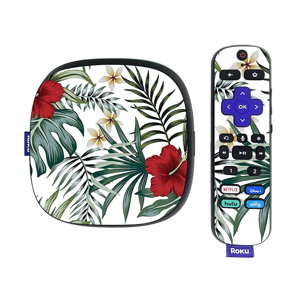MightySkins Skin Compatible with Roku Ultra HDR 4K Streaming Media Player (2020) - Tropical Hibiscus | Protective, Durable, and Unique Vinyl Decal wrap Cover | Easy to Apply | Made in The USA