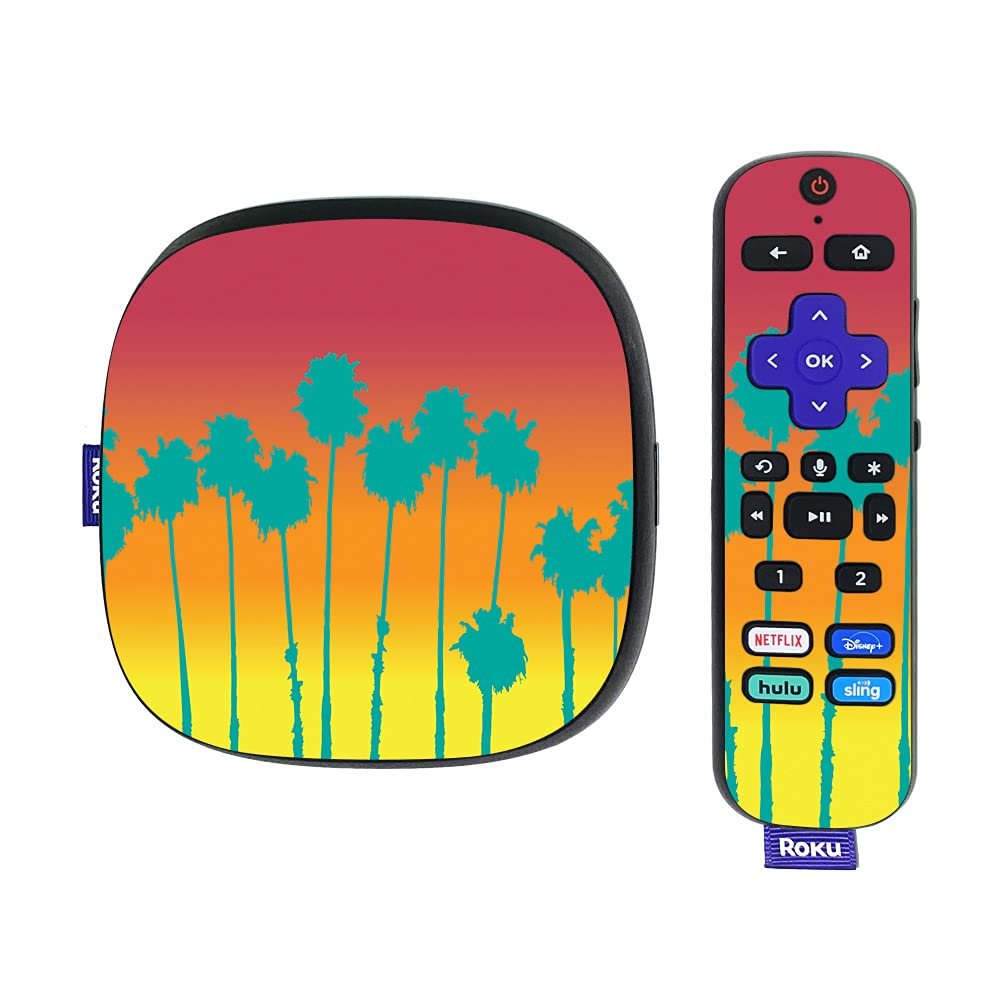 MightySkins Skin Compatible with Roku Ultra HDR 4K Streaming Media Player (2020) - Sherbet Palms | Protective, Durable, and Unique Vinyl Decal wrap Cover | Easy to Apply | Made in The USA