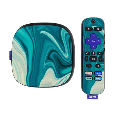 MightySkins Skin Compatible with Roku Ultra HDR 4K Streaming Media Player (2020) - Aqua Swirl | Protective, Durable, and Unique Vinyl Decal wrap Cover | Easy to Apply | Made in The USA