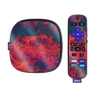 MightySkins Glossy Glitter Skin Compatible with Roku Ultra HDR 4K Streaming Media Player (2020) - Fiery Flow | Protective, Durable High-Gloss Glitter Finish | Easy to Apply | Made in The USA