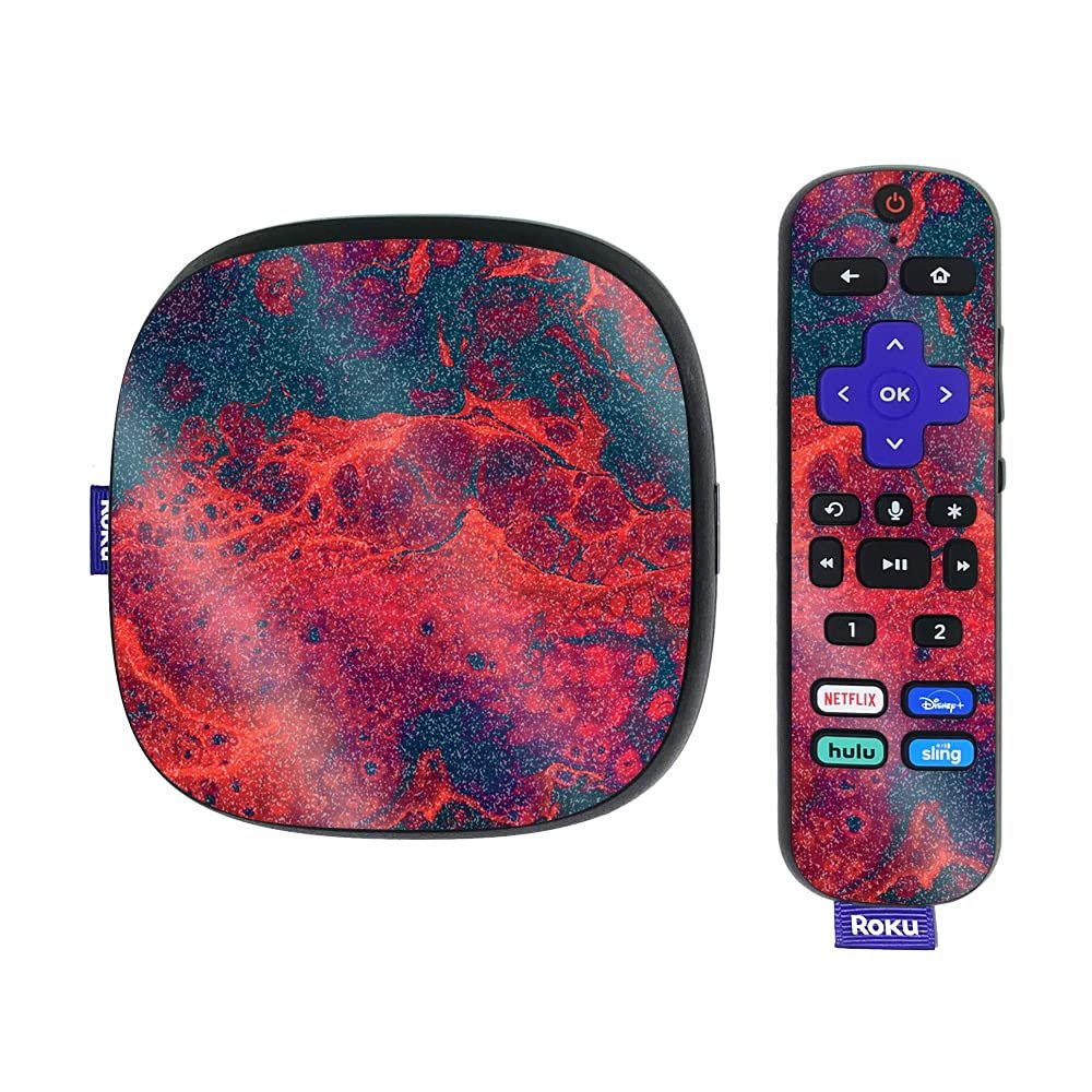 MightySkins Glossy Glitter Skin Compatible with Roku Ultra HDR 4K Streaming Media Player (2020) - Fiery Flow | Protective, Durable High-Gloss Glitter Finish | Easy to Apply | Made in The USA