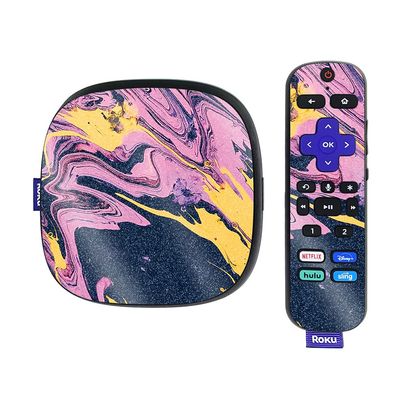 MightySkins Glossy Glitter Skin Compatible with Roku Ultra HDR 4K Streaming Media Player (2020) - Pink Wiggle | Protective, Durable High-Gloss Glitter Finish | Easy to Apply | Made in The USA
