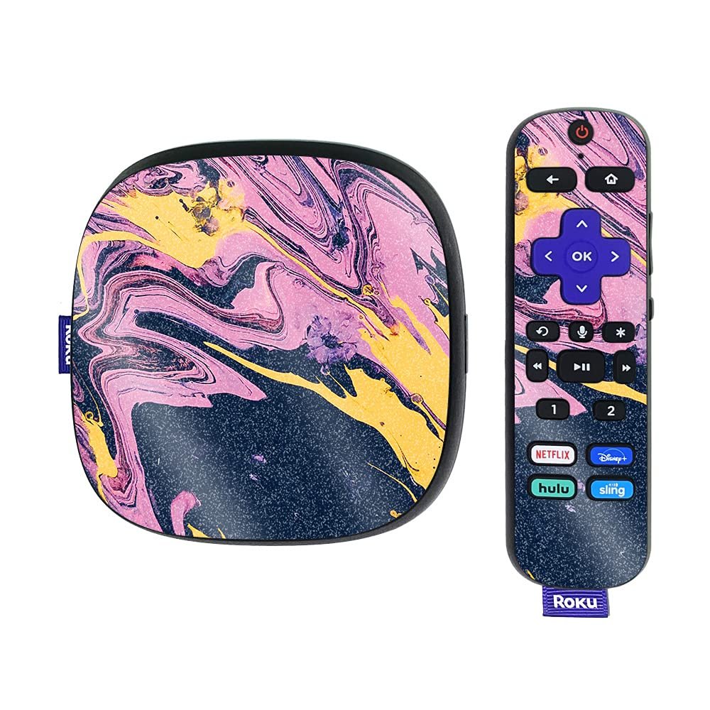 MightySkins Glossy Glitter Skin Compatible with Roku Ultra HDR 4K Streaming Media Player (2020) - Pink Wiggle | Protective, Durable High-Gloss Glitter Finish | Easy to Apply | Made in The USA