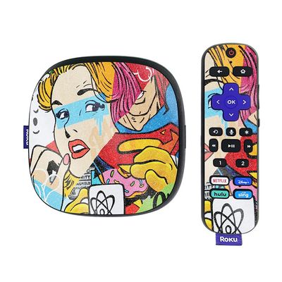 MightySkins Glossy Glitter Skin Compatible with Roku Ultra HDR 4K Streaming Media Player (2020) - Cartoon Mania | Protective, Durable High-Gloss Glitter Finish | Easy to Apply | Made in The USA