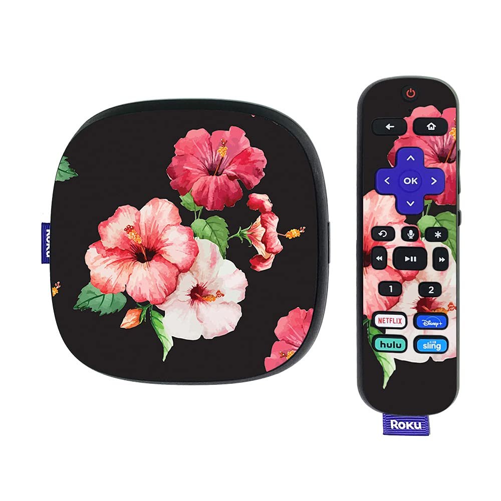 MightySkins Skin Compatible With Roku Ultra HDR 4K Streaming Media Player (2020) - Hibiscus | Protective, Durable, and Unique Vinyl Decal wrap cover | Easy To Apply and Change Styles | Made in the USA