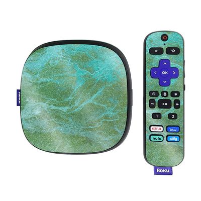 MightySkins Glossy Glitter Skin Compatible with Roku Ultra HDR 4K Streaming Media Player (2020) - Lime Marble | Protective, Durable High-Gloss Glitter Finish | Easy to Apply | Made in The USA