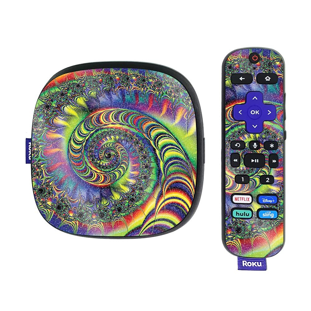 MightySkins Glossy Glitter Skin Compatible with Roku Ultra HDR 4K Streaming Media Player (2020) - Acid | Protective, Durable High-Gloss Glitter Finish | Easy to Apply | Made in The USA