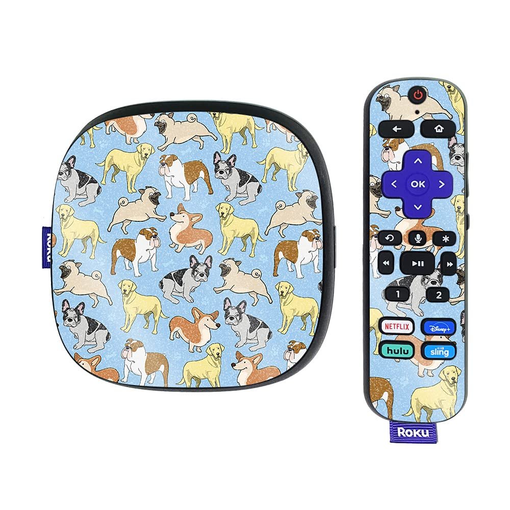 MightySkins Glossy Glitter Skin Compatible with Roku Ultra HDR 4K Streaming Media Player (2020) - Puppy Party | Protective, Durable High-Gloss Glitter Finish | Easy to Apply | Made in The USA