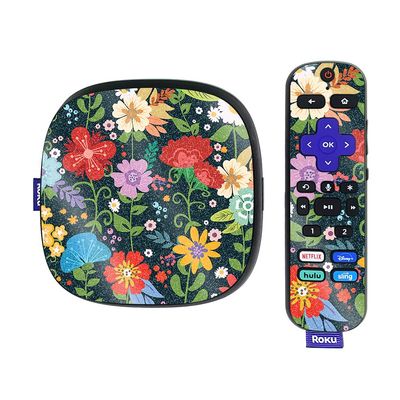 MightySkins Glossy Glitter Skin Compatible with Roku Ultra HDR 4K Streaming Media Player (2020) - Cartoon Bloom | Protective, Durable High-Gloss Glitter Finish | Easy to Apply | Made in The USA