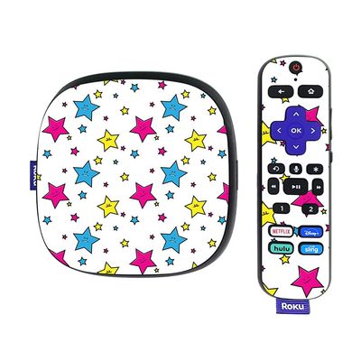 MightySkins Skin Compatible with Roku Ultra HDR 4K Streaming Media Player (2020) - Smiley Stars | Protective, Durable, and Unique Vinyl Decal wrap Cover | Easy to Apply | Made in The USA