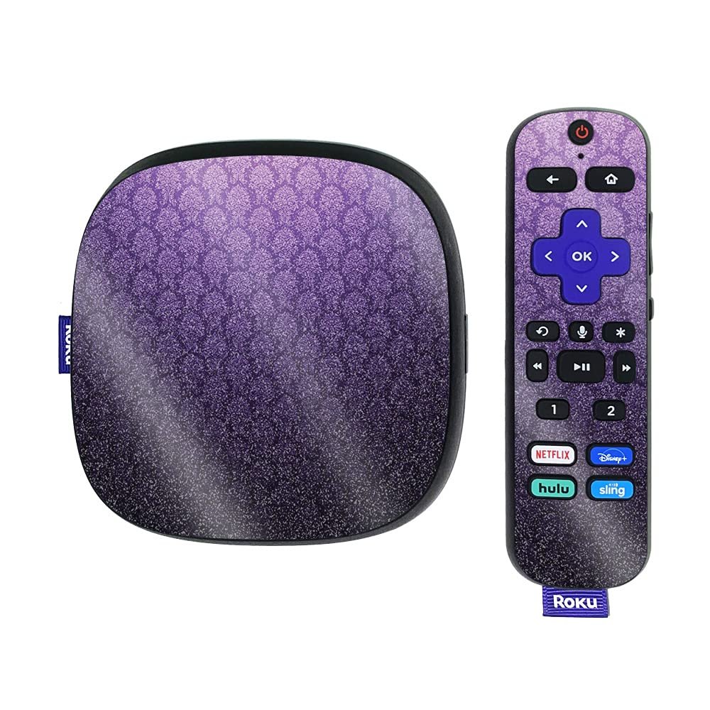 MightySkins Glossy Glitter Skin Compatible with Roku Ultra HDR 4K Streaming Media Player (2020) - Antique Purple | Protective, Durable High-Gloss Glitter Finish | Easy to Apply | Made in The USA