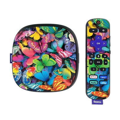 MightySkins Skin Compatible with Roku Ultra HDR 4K Streaming Media Player (2020) - Butterfly Party | Protective, Durable, and Unique Vinyl Decal wrap Cover | Easy to Apply | Made in The USA