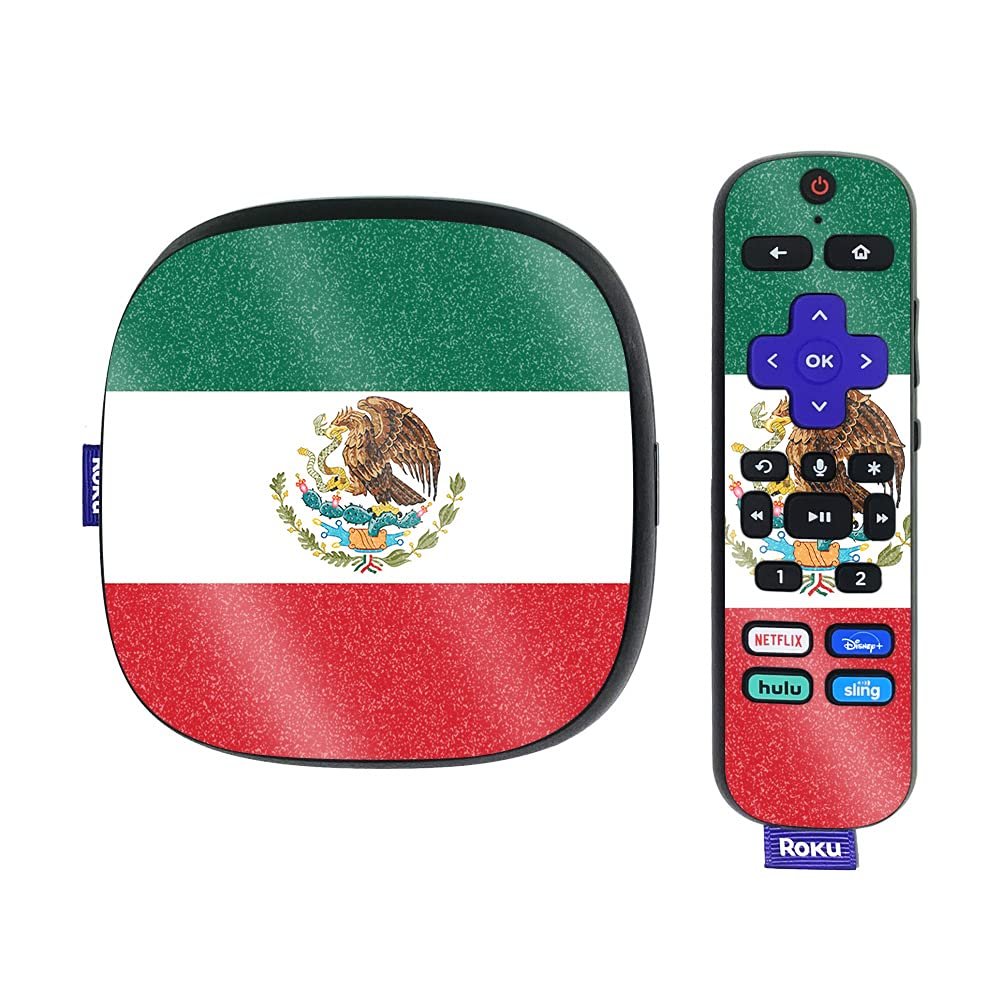MightySkins Glossy Glitter Skin Compatible with Roku Ultra HDR 4K Streaming Media Player (2020) - Mexican Flag | Protective, Durable High-Gloss Glitter Finish | Easy to Apply | Made in The USA