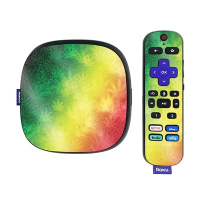 MightySkins Glossy Glitter Skin Compatible with Roku Ultra HDR 4K Streaming Media Player (2020) - Rasta Rainbow | Protective, Durable High-Gloss Glitter Finish | Easy to Apply | Made in The USA