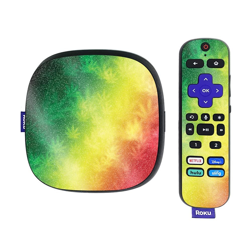 MightySkins Glossy Glitter Skin Compatible with Roku Ultra HDR 4K Streaming Media Player (2020) - Rasta Rainbow | Protective, Durable High-Gloss Glitter Finish | Easy to Apply | Made in The USA